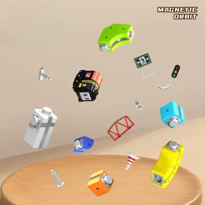 Circuit de course magnétique à assembler soi-même, voiture électrique, jouet de construction en cubes, cadeau éducatif pour enfants, garçons et filles