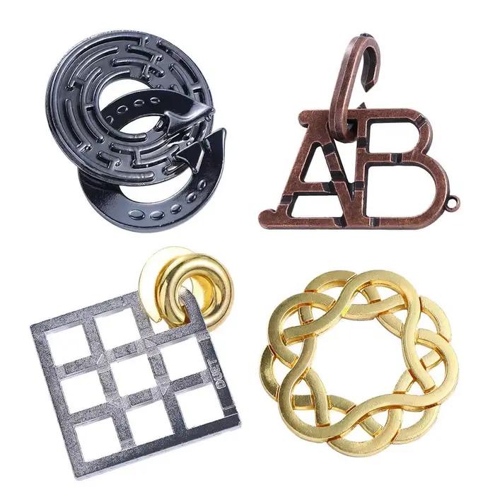 Jeu d'intelligence Luban Puzzle 3D Serrure Métal Casse-Tête Bois Pour Enfants Développement Cognitif Occasions Spéciales
