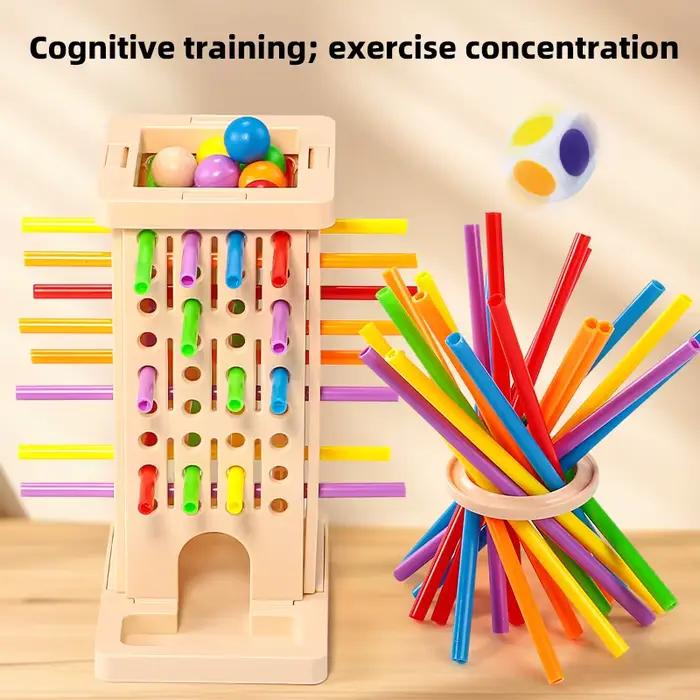 Jeu de tirage de bâtonnets Montessori - Jouet coloré pour développer la motricité fine