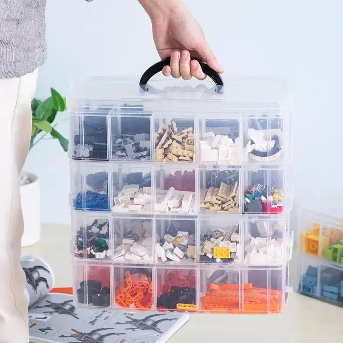 Boîte de rangement grande capacité transparente multicouche pour jouets, blocs, pièces et granulés – Organisateur de classification
