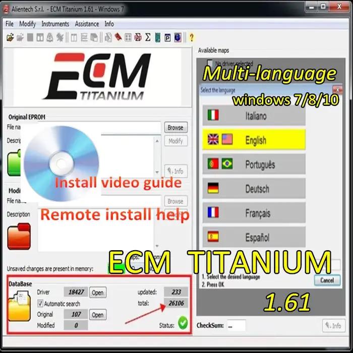ECM TITANIUM 1.61 win7 xp sans machine virtuelle/win 8 10 11 VMware pour KT-/AG k-ess V2 avec 18259 + 26000 pilotes réparation ECU
