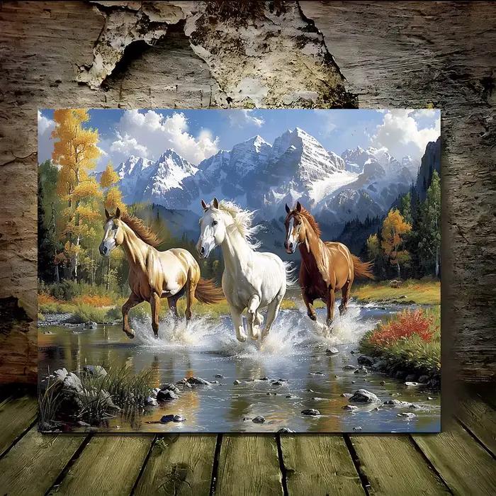 Puzzles pour adultes, chevaux galopant sur le rivage