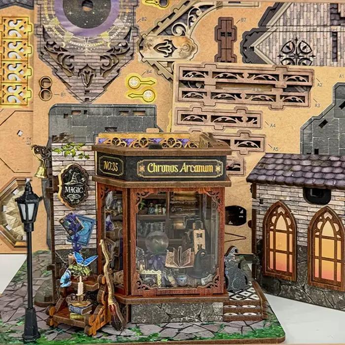 Bricolage temps en bois Club magique chalet maisons de poupée Kits de modèles miniatures maison