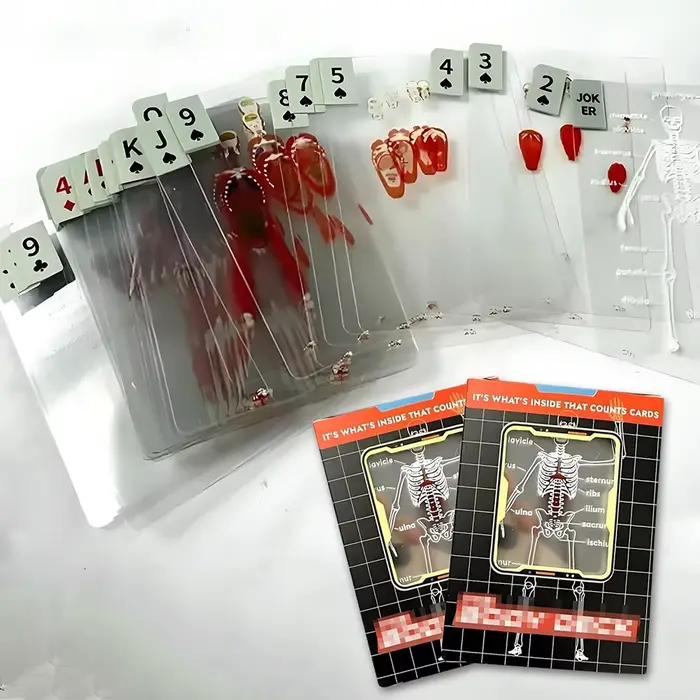 Cartes de Poker d'anatomie humaine, 1 à 3 pièces, cartes à jouer squelette, cartes à jouer en plastique imperméables, jeu de société amusant pour Halloween