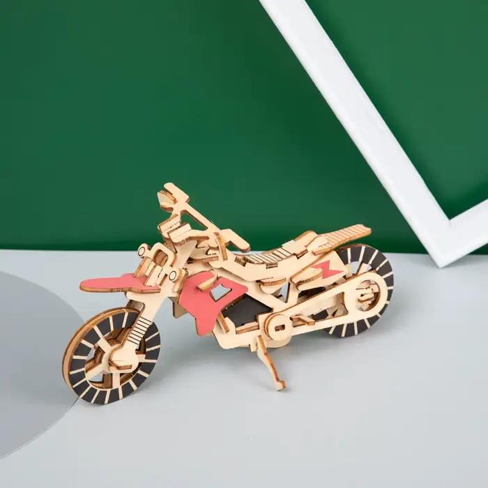 Voitures en bois 3D moto Puzzle modèle d'assemblage bricolage à la main