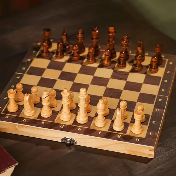 Pions d'échecs en bois standard pour tournoi Staunton 32 pièces Jeu