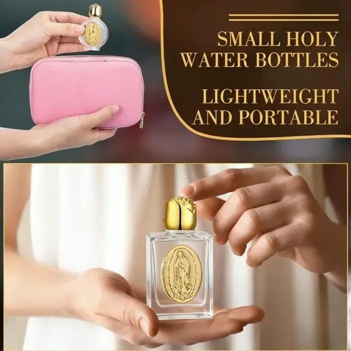 Bouteille d'eau bénite Notre-Dame de Guadalupe, récipient en verre de la Vierge Marie catholique avec bouchon en or rose, cadeau religieux, 6/12/20/40 pièces