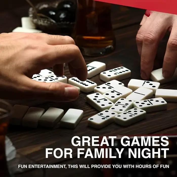 Jeu de dominos 28 tuiles épaisses blanches double six