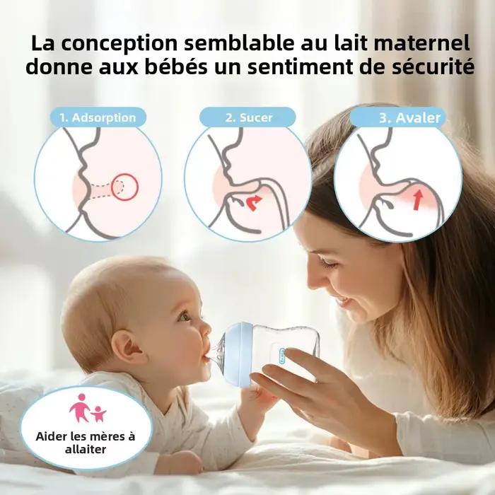 Biberon MAMIJOY en silicone sans BPA pour nouveau-né, anti-étouffement, anti-flatulence, pour bébés de 0 à 6 mois et plus
