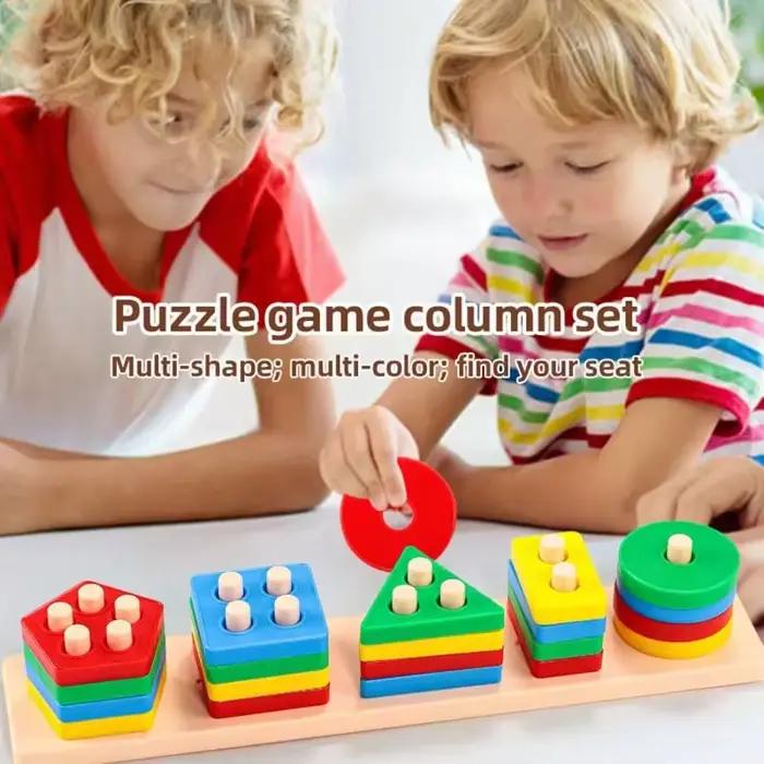 Ensemble de jouets de blocs à assembler de formes géométriques | Jouet éducatif précoce pour nourrissons de 0 à 3 ans |