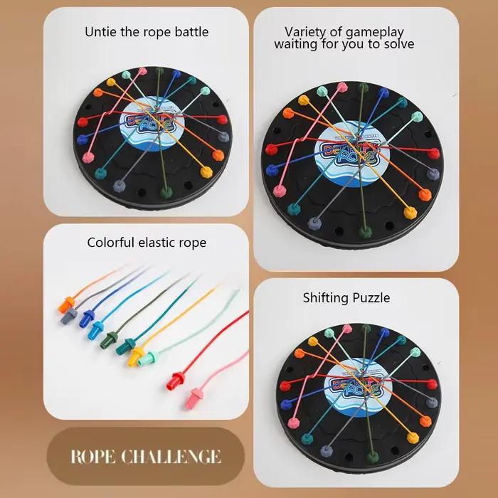 Jeu de puzzle à corde torsadée - Brainy Knots Untangling Challenge Jeu de société Solution de cordes Jouet de laçage central
