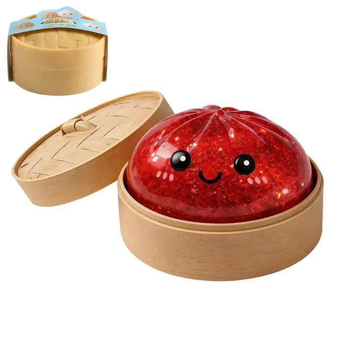 Nouveau Jouet Sensoriel Anti-Stress Squishy en Forme de Dumpling Pailleté avec Boîte