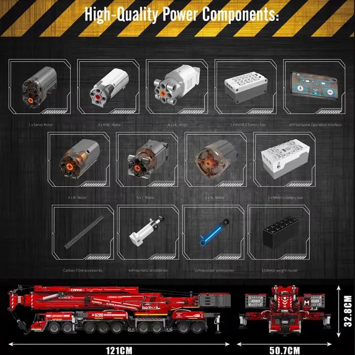 MOULD KING 17007 Grue 17008 Véhicule Technique APP Liebherr LTM11200 Camion MOC en Briques Voiture RC