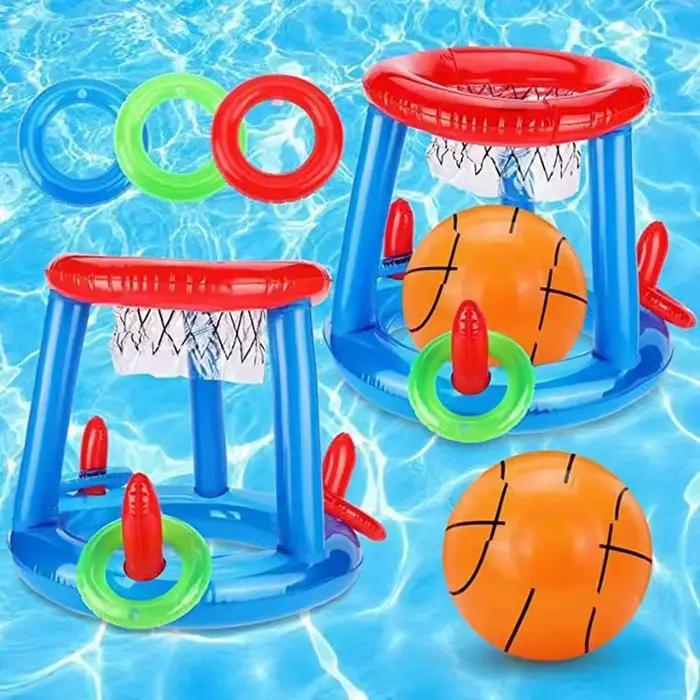 Jeu de lancer d'anneaux gonflables, panier de basket flottant, jouet aquatique interactif, accessoire de fête, de plage et de piscine