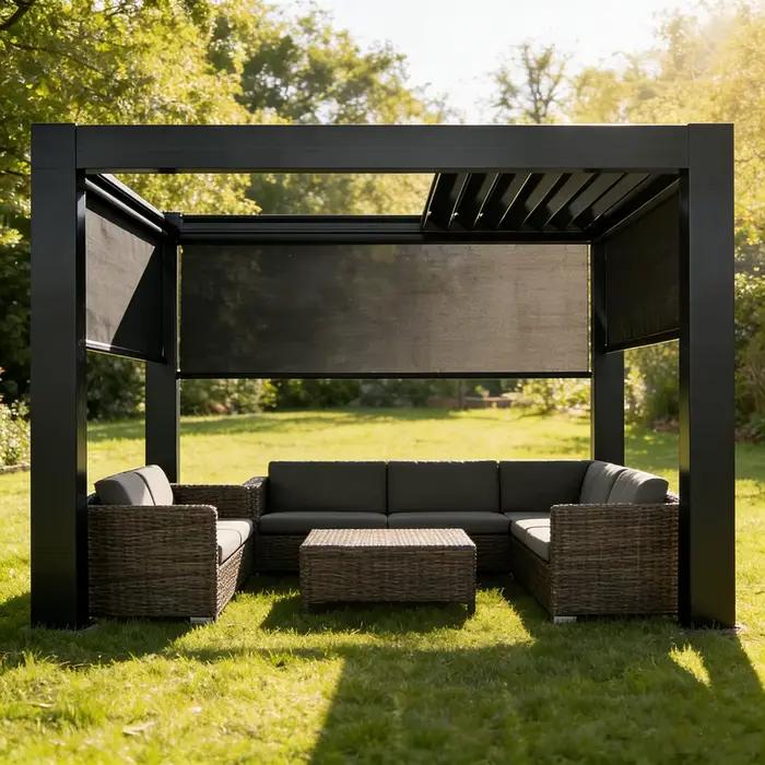Pergola en aluminium robuste, toit à lames orientables électriques, gazebo imperméable, protection solaire UV, résistant à la rouille et durable