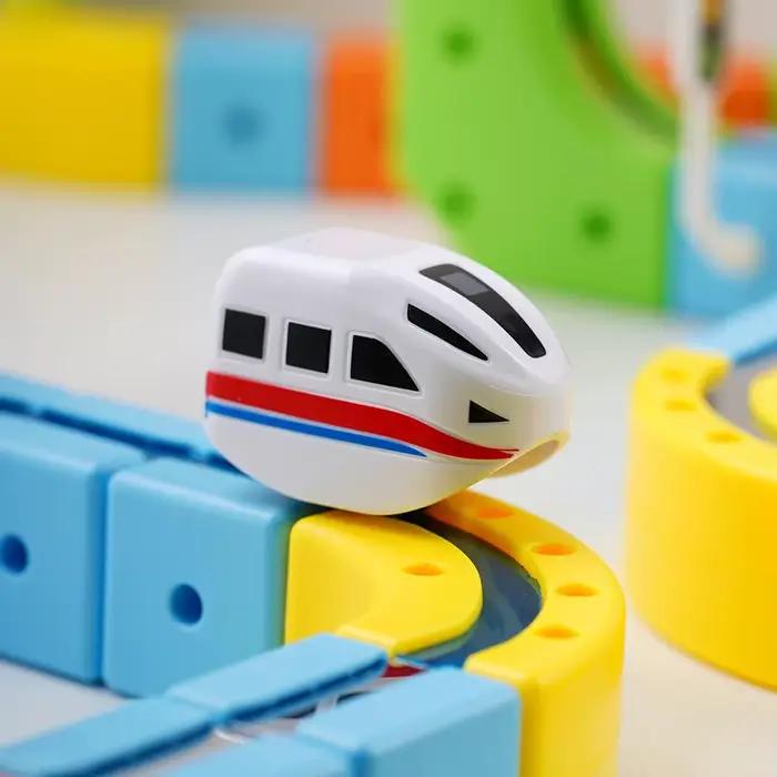 Voiture électrique magnétique polyvalente à assembler sur rail, jouet de construction 3D, rails en cubes, meilleur cadeau éducatif