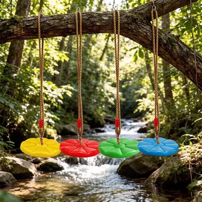 Balançoire à disque octogonal pour enfants, rouge et bleue, épaissie, suspendue, pour intérieur et extérieur, jouet de sport pour enfants, jardin et cour.