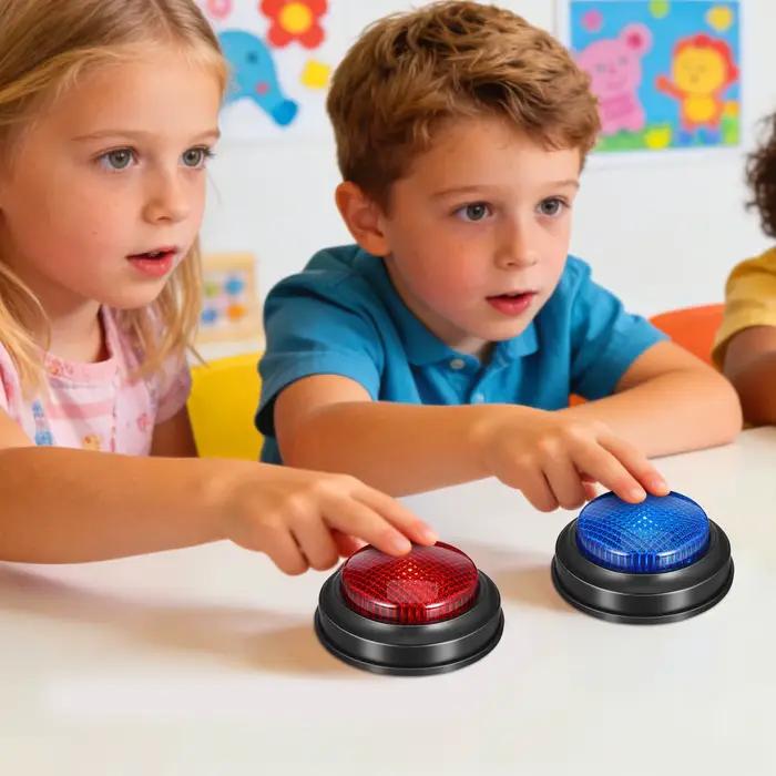 4 boutons de réponse sonores à pression manuelle pour jeux, couleurs vives, sans piles, pour salle de classe et questions-réponses