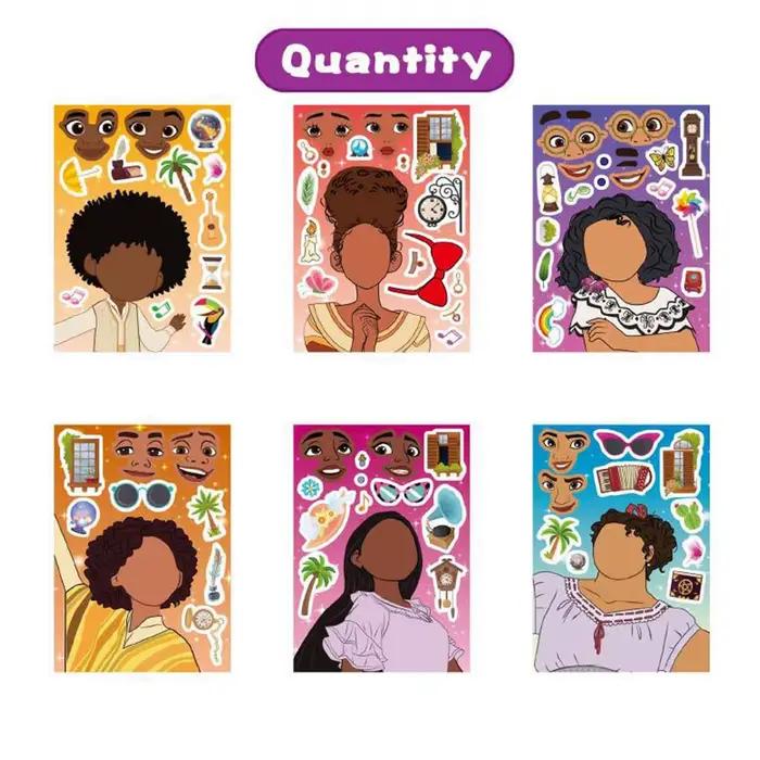 Feuilles d'autocollants Disney Encanto pour faire un visage Puzzle autocollants enfants bricolage assembler Puzzle décalcomanies enfants jouets éducatifs occasions spéciales