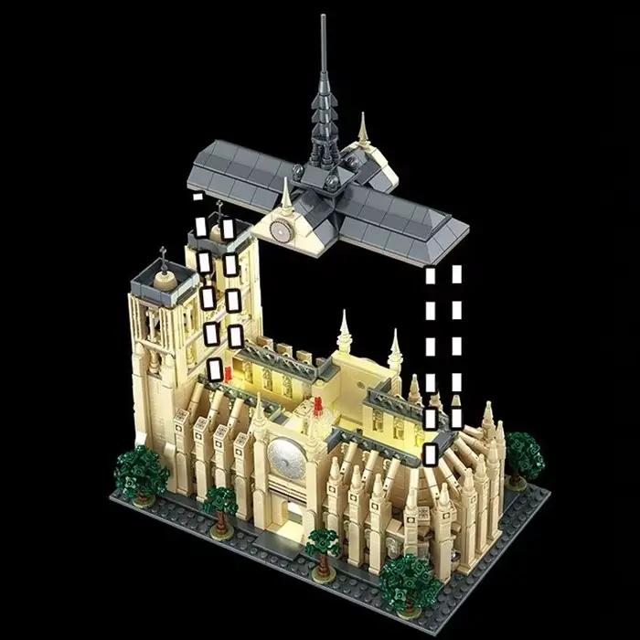 Maquette détaillée de Notre-Dame de Paris avec 1757 pièces et éclairage intégré pour construction et assemblage architectural passionnants