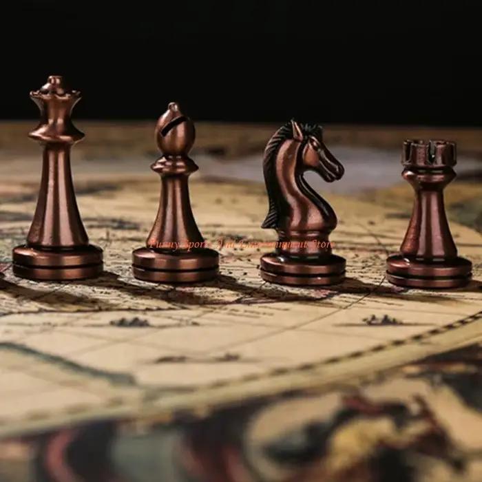C4DE jeu d'échecs artisanal, jeu société, jeu d'échecs en bois pliable délicat