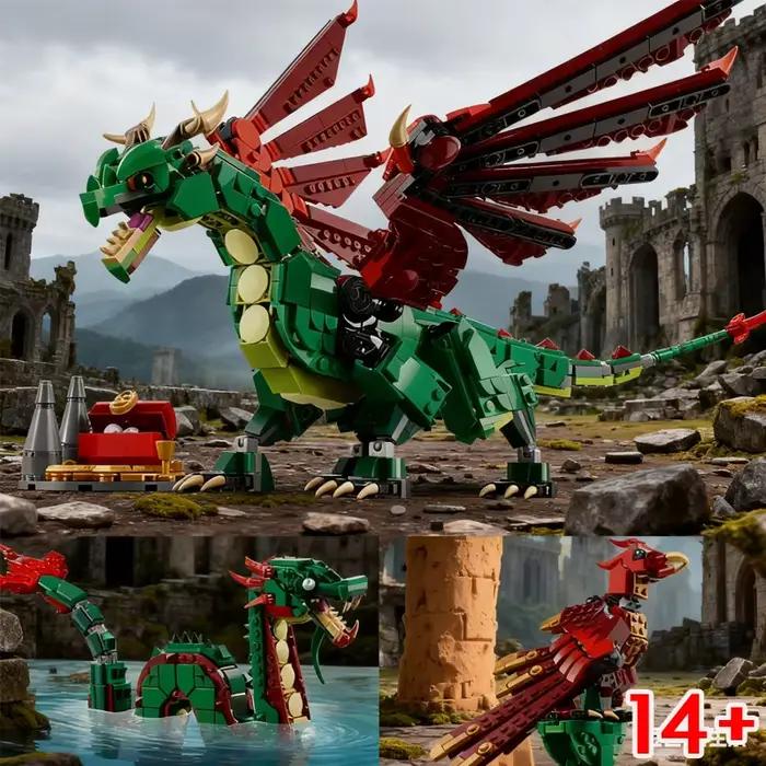 Jeu de construction 3-en-1 Dragon volant médiéval pour hommes