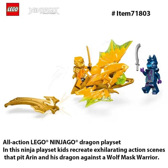 LEGO 71803 NINJAGO Arin's Rising Dragon Strike Toy, ensemble de jeu de figurines d'action Ninja avec figurine Arin, ensemble de jouets de combat Ninja
