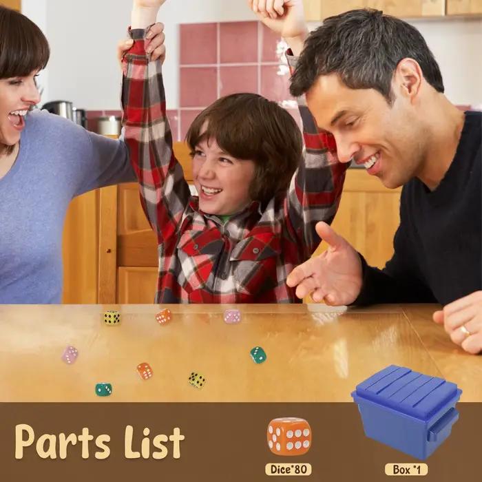 Jeu de dés rapide pour 2/4/6 joueurs, divers jeux amusants pour 4 joueurs, jeu de dés familial avec boîte pour fête de voyage et jeu de nuit