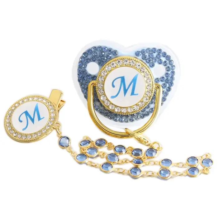 Sucette Bleue Éducative à 26 Lettres avec Chaîne de Perles pour Bébé Occasions Spéciales Consolation et Apprentissage Précoce