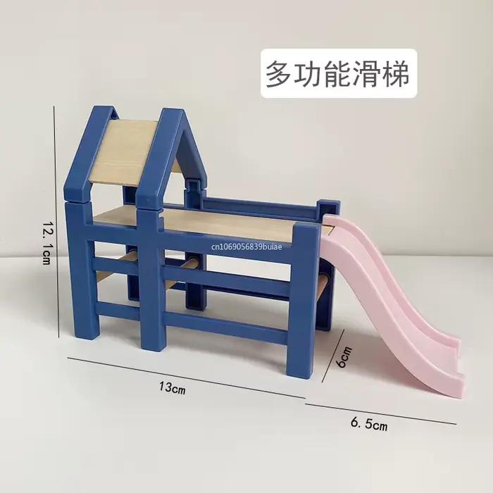 1:12 maison de poupée bébé chambre meubles accessoires toboggan/Cheval de Troie/Table/chaise de salle à manger/lit pour enfants semblant de jouer fournitures