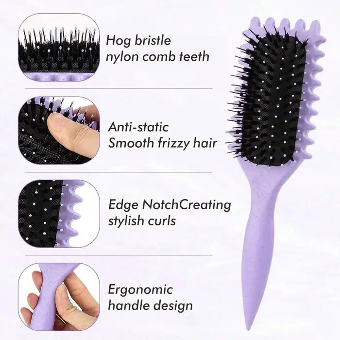 Brosse coiffante pour cheveux bouclés Salon Bursh : Boucles définies sur cheveux mouillés - Brosse démêlante et volumisante à poils en nylon pour tous types de cheveux