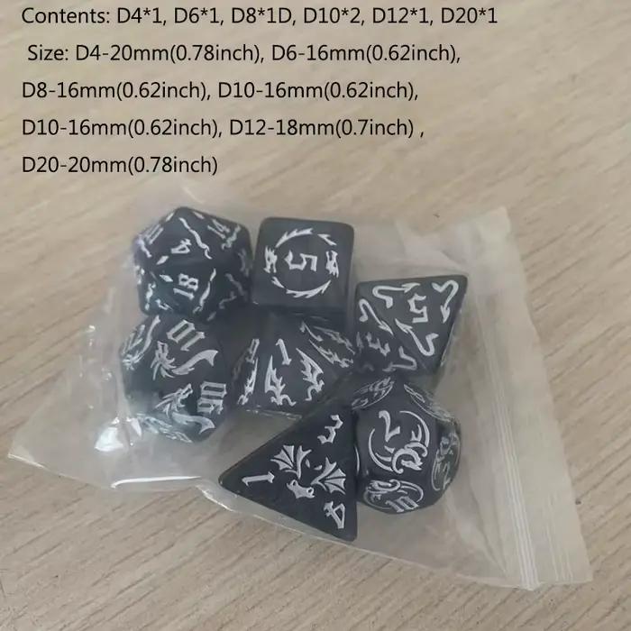 Ensemble de 7 pièces Dragon Element dés multi-aspects accessoires de jeux de société pour adultes et enfants fantaisie jeux de plateau et de rôle occassions spéciales