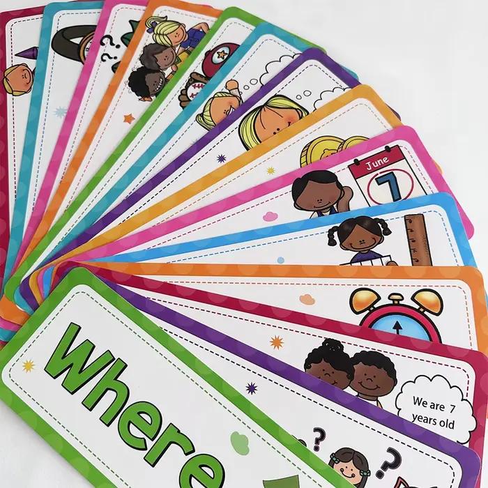 Cartes d'apprentissage de la grammaire anglaise avec mots de questions pour enfants, décoration de tableau d'affichage de classe, fournitures scolaires, affiche éducative