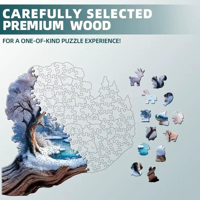 Puzzle en bois Treehouse in the Snow pour adultes