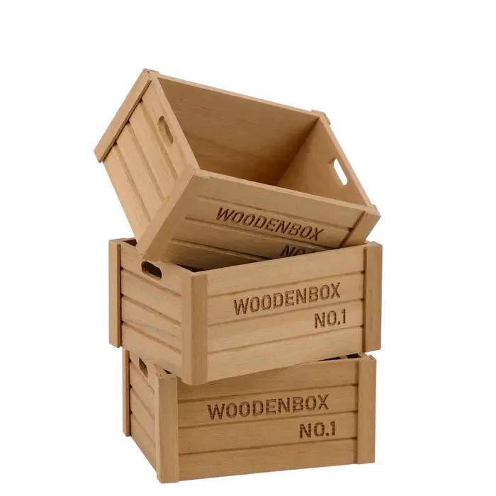 Boîte de rangement en bois pour maison de poupée