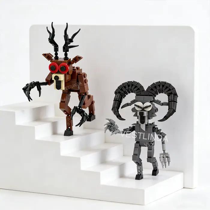 Série 99 Nuits de Forêt Horreur : Blocs de Construction Thème Forêt (Cerf, Hibou) – Jouets d'Assemblage Amusants, Puzzle Décontracté, Décoration de Bureau, Cadeau d'Halloween