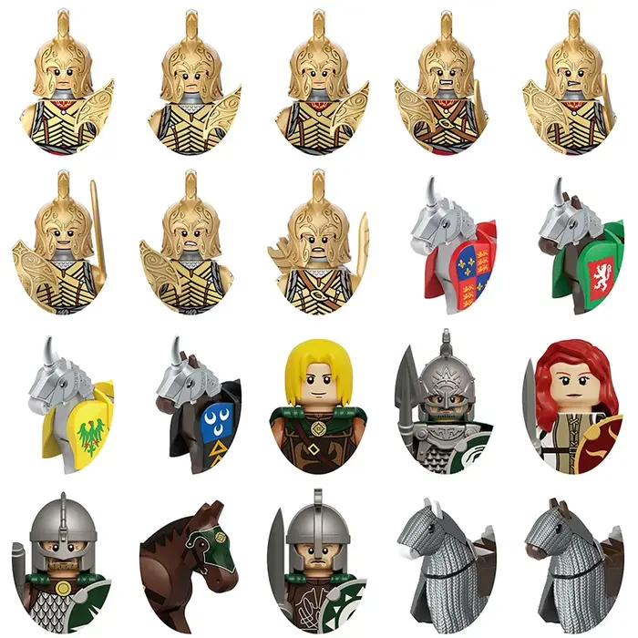 Blocs de construction de château médiéval, armure de roi guerrier, figurines d'action à assembler, jouets modèles de collection, cadeau exquis pour collectionneurs