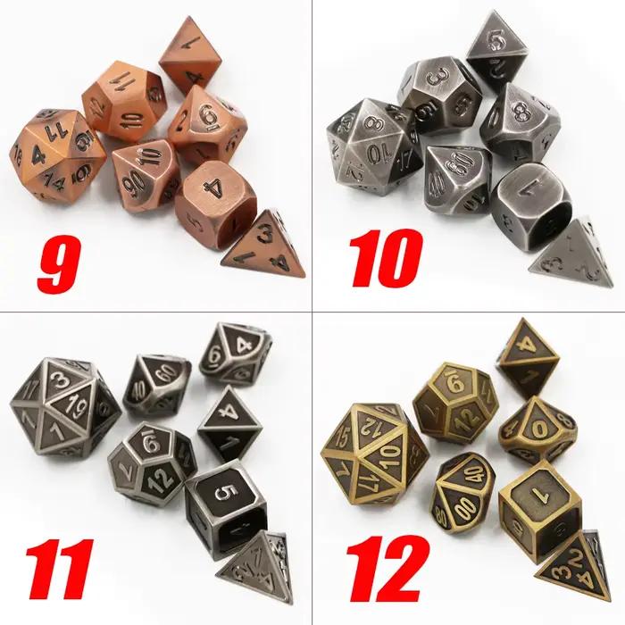 IMDG 7 pièces/ensemble créatif RPG jeu dés polyèdre métal dés Cubes rétro couleur numérique jeu dés