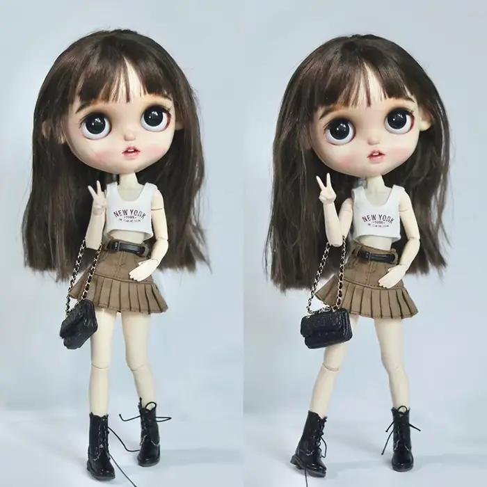 Accessoires de poupées 1/6ème échelle t-shirt imprimé Blythe Butter et jupe en jean pour filles de 14 ans et plus
