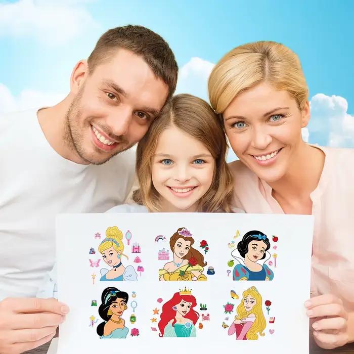 6/12 feuilles de stickers puzzle DIY Princesse Disney pour créer un visage, autocollants de dessin animé à assembler soi-même, décoration de jeu de fête, jouet