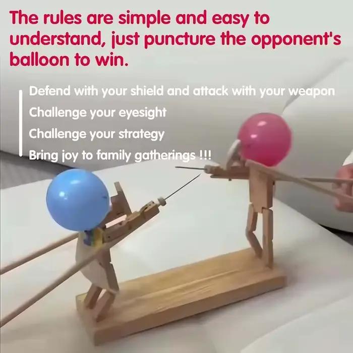 Jeu de combat de ballons en bois fait à la main pour deux joueurs