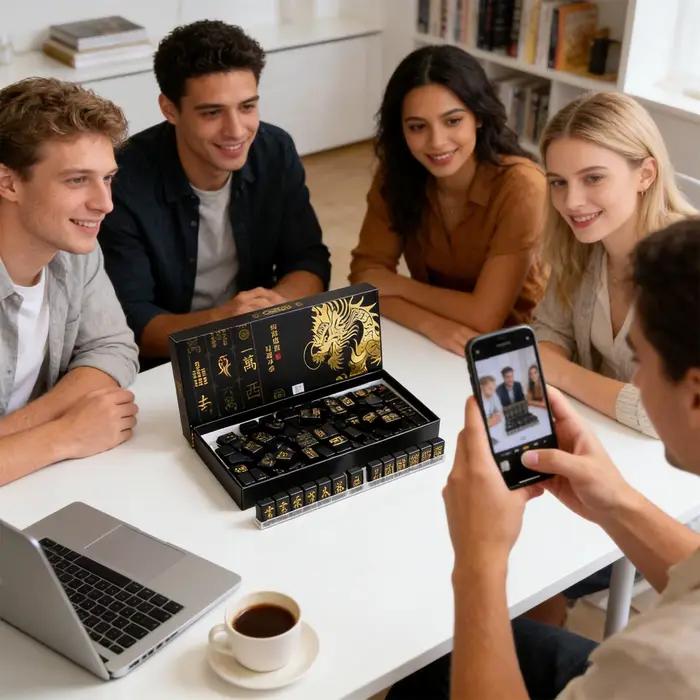 Jeu de Mahjong portable de 144 pièces