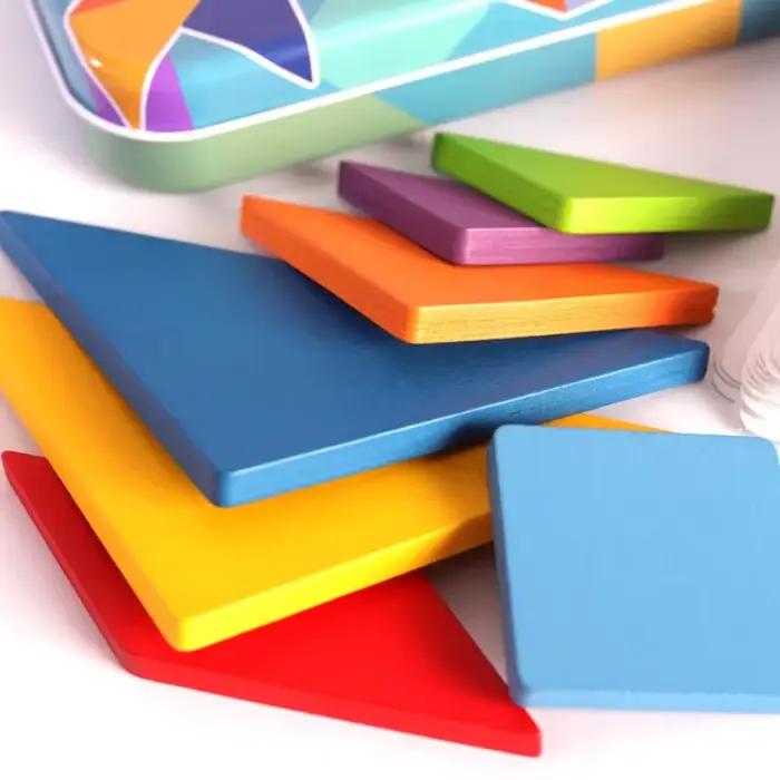 Puzzle 3D en bois à motifs d'animaux, jouet Tangram coloré pour enfants, jeux de tri d'éducation précoce Montessori, jouets cadeau pour enfants