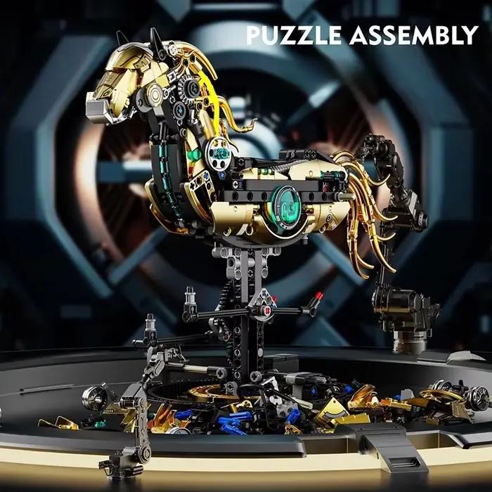 Ensemble de blocs de Construction d'animaux cheval mécanique 2025