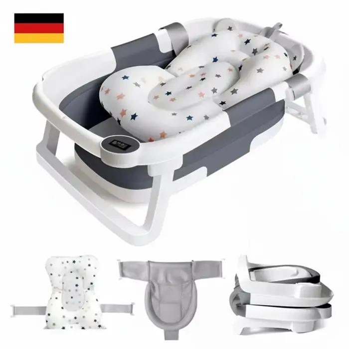 Baignoire pliable pour bébé avec capteur de température et coussin doux