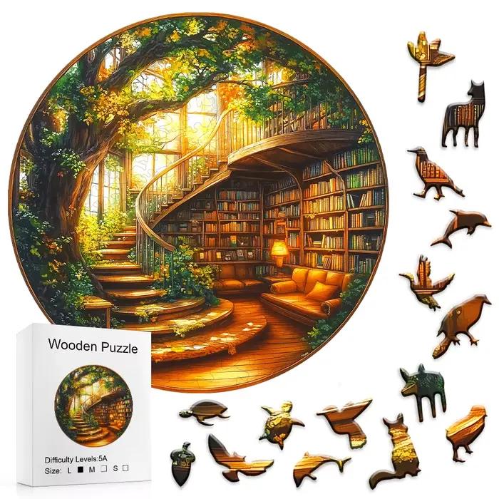Nette Tree Series-Bibliothèque-Puzzles en bois