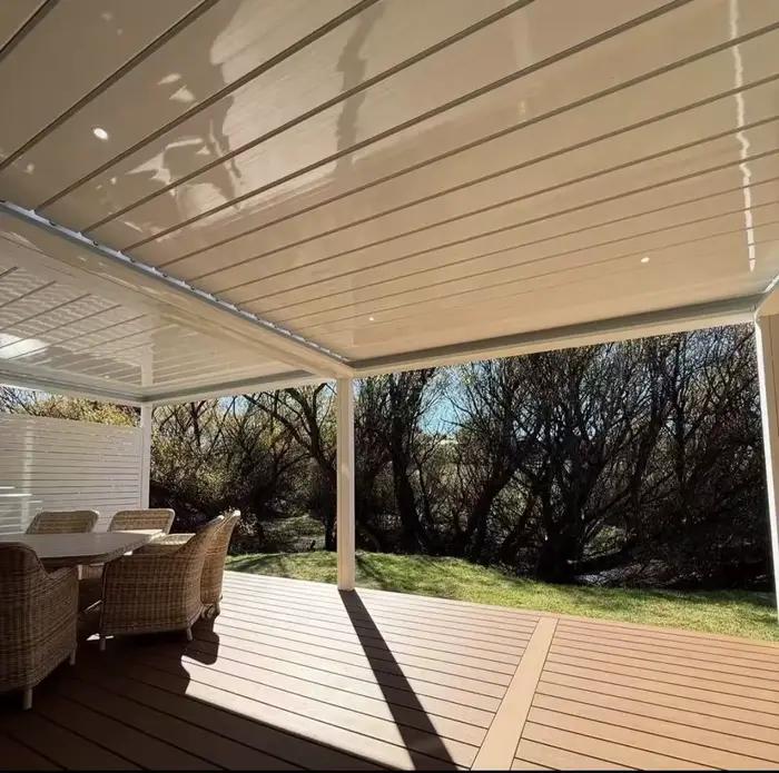 Pergola bioclimatique moderne en aluminium, gazebo, pavillon, jardin extérieur, cour, patio, villa, terrasse, intimité, taille personnalisée, toit