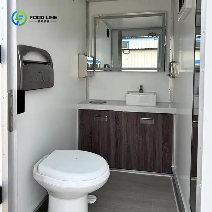 Toilettes mobiles préfabriquées, sanitaires commerciaux pour chantiers de construction, événements en plein air, installation facile, vente, personnalisables