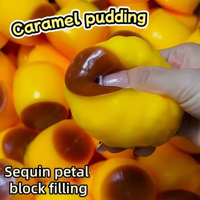 Jouet sensoriel créatif en forme de pudding au caramel, bloc de construction à presser sans rebond, jouet anti-stress pour adultes