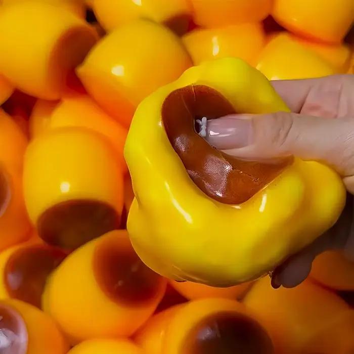 Jouet sensoriel créatif en forme de pudding au caramel, bloc de construction à presser sans rebond, jouet anti-stress pour adultes
